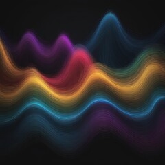 Wall Mural - abstract colorful wave on a black background. generative AI