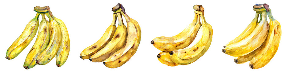 Sticker - Watercolor banana, PNG set, collection