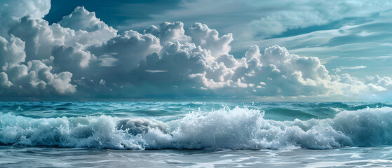 Wall Mural - Tranquil Waves: Serenity of the Ocean's Wavy Beachscape