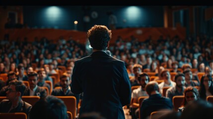 Wall Mural - speaker speaking in front of the audience