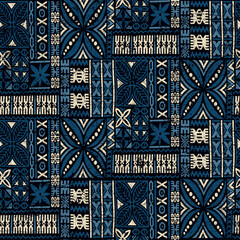 Wall Mural - hawaiian tribal elements fabric and polynesian tapa cloth patchwork abstract vintage wallpaper vecto