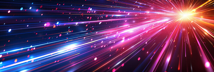 Wall Mural - colorful light tunnel background. neon futuristic flashes on black background. colorful light exposu