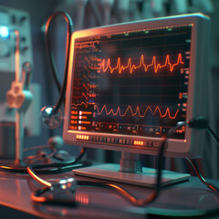 An incredibly realistic image of an oscilloscope display, showcasing precise measurements and engineering accuracy. Technology at its finest. AI generative.