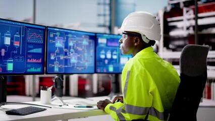 Fototapete - Industrial Data Automation System On Computer