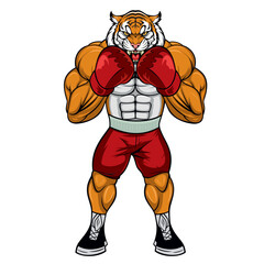 Canvas Print - boxing tiger vector art illustration design