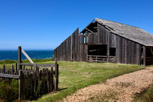 Rustic Wood Barn Along The Rugged Coast