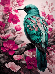 Wall Mural - Elegant beautiful watercolor bird background for art design