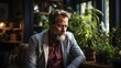 © AS Photo Family - Senior Man Experiencing Chest Pain While Sitting Thoughtfully in a Cozy Room Surrounded by Plants