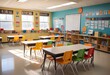© Uzzi1001 - A school classroom with colorful chairs and tables for children