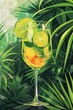 A refreshing tropical gin tonic surrounded by lush greenery