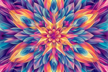 Wall Mural - psychedelic kaleidoscope pattern colorful fractal mandala design trippy abstract background