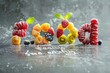 Vibrant Assorted Fruit Gummies with Powdered Sugar Sprinkle