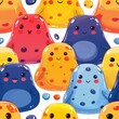 Colorful Jelly Bean Characters with Cute Faces Illustration