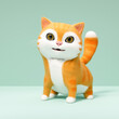 Adorable cat staying on floor. 3d cartoon character