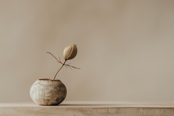 Wall Mural - AI generated illustration of a dried plant in a vase