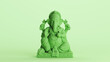Green Ganesh statue Hindu god India elephant head religious sculpt mint background 3d illustration render digital rendering