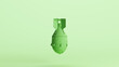 Green atomic bomb nuke thermonuclear warhead soft tones mint background 3d illustration render digital rendering