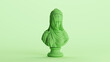 Green women bust sculpture drapery statue clay sculpt mint background 3d illustration render digital rendering