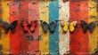 Colorful Butterflies on Cracked Paint