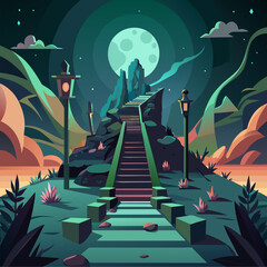 Wall Mural - spooky pathway to abandoned land fantasy surreal 3d illustration