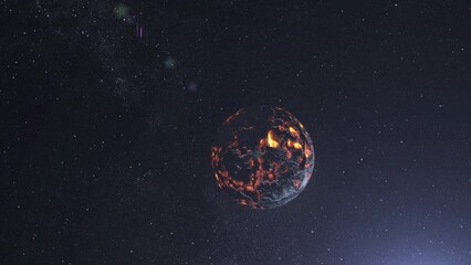 Wall Mural - planet earth dying process outer space long view 3d rendering of planet earth from life to dead rock