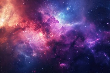 Wall Mural - Epic view of milky way galaxy and surrounding nebulae. Illustration of a background with a majestic space theme.