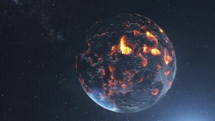 Wall Mural - earth is dying, outer space view 3d rendering of planet earth from life to dying rock, global warmin
