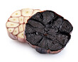 Half bulb of black garlic isolated on white background. With clipping path.
