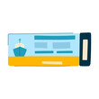 ocean cruise ship ticket cartoon. pass card, vacation tour, boarding trip ocean cruise ship ticket sign. isolated symbol vector illustration
