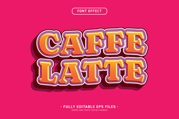 Wall Mural - embossed look editable text effect with caffee latte word isolated on pink background