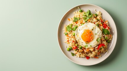 Wall Mural - Fried rice with egg and chili traditional Indonesian street food