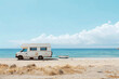 © AnastasiiaAkh - Caravan on the beach. Vacation in motor home. Holidays in motor home.