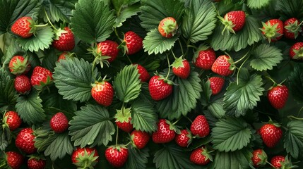 Wall Mural - berry strawberry summer background, sweet strawberry harvest, organic food