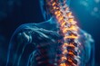 © furyon - human spine xray on blue background with neck region highlighted medical examination concept