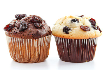 Wall Mural - two muffins with raisins and chocolate on them