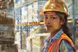 © furyon - warehouse efficiency hispanic female worker in hardhat and safety vest ready for work digital painting