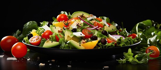 Wall Mural - A concept of a proper wholesome dinner salad with healthy nutritious restaurant food Copy space image