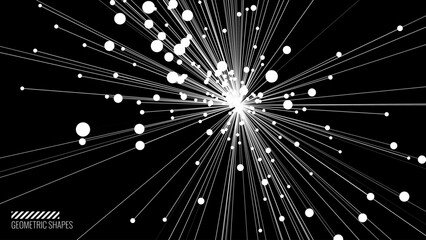 Leinwandbilder - Abstract Circular Geometric Shape. Lines Circle Design. Big Data Cluster. Round Dynamic Shape. Spiral Vector Illustration. Lines in Round Circle Form. Black and White Minimal Style Geometric Design.