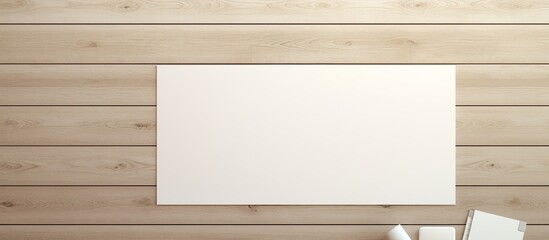 Poster - Blank stationery set with corporate identity mock up on light wooden background providing copy space image for showcasing your design