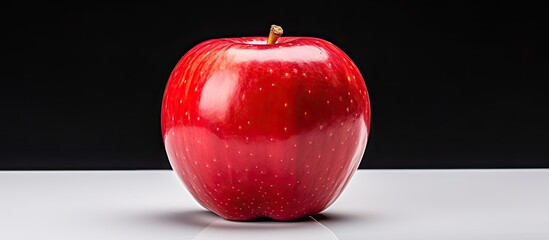 Sticker - A red apple is shown in isolation on a white background with ample space around it for copy or other images