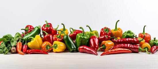 Poster - A copy space image featuring peppers and paprika on a white background