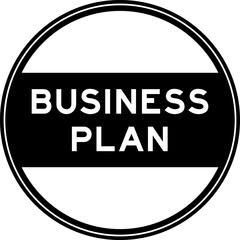 Poster - Black color round seal sticker in word business plan on white background