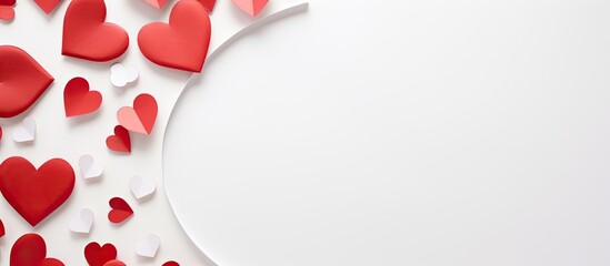 Aufkleber - Valentine concept depicted in a flat lay image featuring a heart shaped paper on a white background with ample space for text or other elements