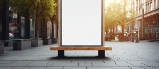 Leinwandbilder - An empty advertising space with a copy space image is placed on a wooden stand outside in the street