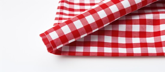 Poster - A checkered textile napkin is displayed on a white background leaving ample copy space in the image