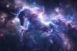 Galaxy in the shape of a unicorn star clusters and nebulae forming its majestic body 
