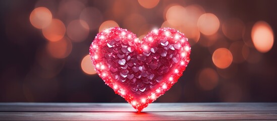 Fototapete - A beautiful heart shaped frame adorned with vibrant sequins It symbolizes love and is perfect for a feminine blog template Copy space image