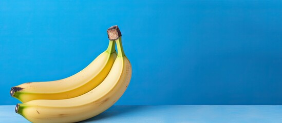 Canvas Print - Studio shot of a banana on a blue background with copy space image