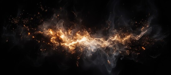 Leinwandbilder - A Christmas fire spark with a black background providing ample copy space for image placement
