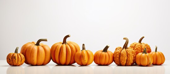 Poster - Fashion pumpkins with copy space image on a white background